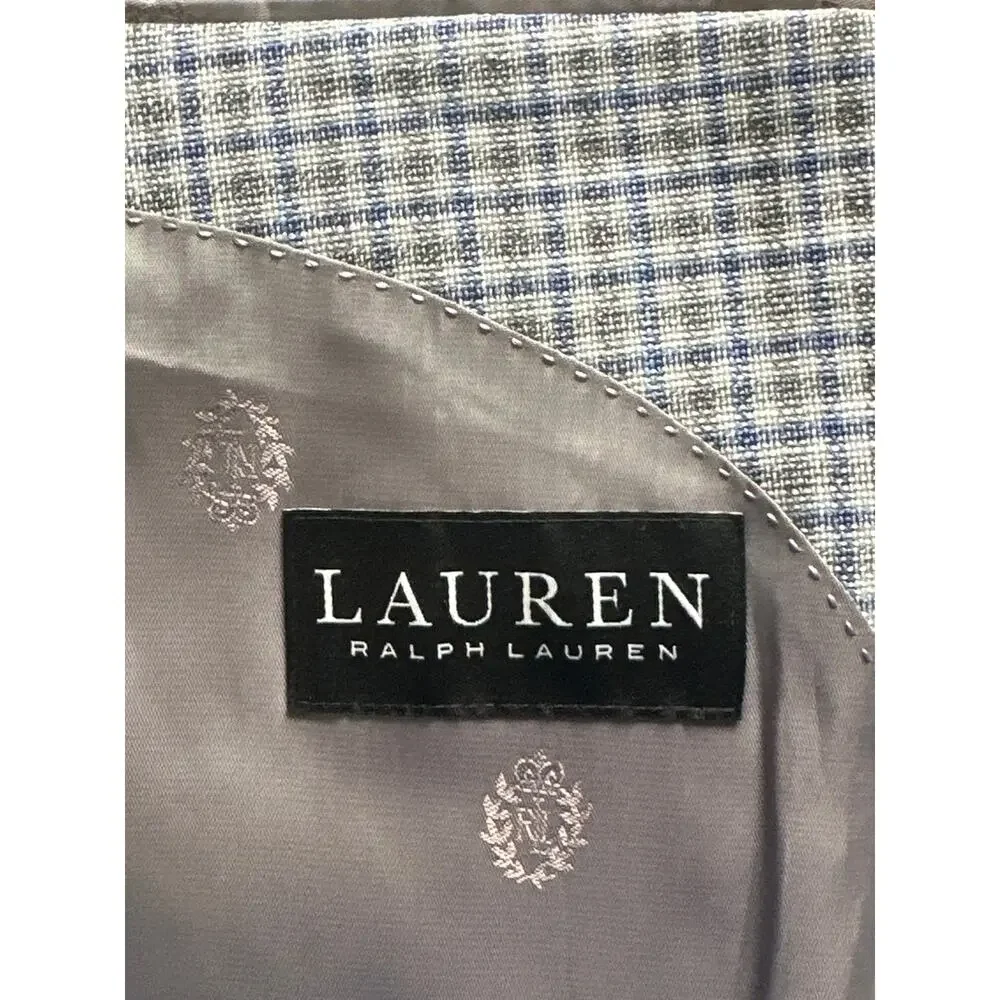 Ralph Lauren Black Label Blue Grey Plaid Sports Coat Blazer 46L